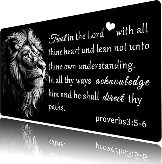 HVEST Lion Christian Mouse Pad, Inspirational Desk Mat,XXL Large Mouse Pad for Computer Keyboard Laptop, Mousepad with Non-Slip Rubber Base and Stitched Edge for Game, Office, Home 31.5'' x 15.7''