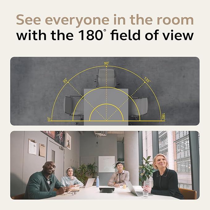 Jabra PanaCast 50 Video Bar System - All-in-one Meeting Room Solution, Audio bar, 180° Full-Room Webcam, Intelligent AI-Enabled Features, and PanaCast Control Touchscreen - All Platforms - Black
