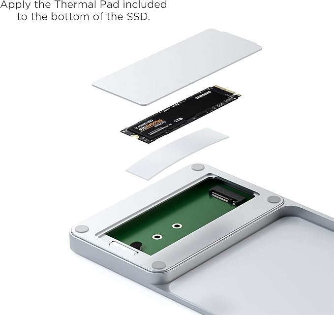 Satechi USB C Slim Dock for 24” iMac with Tool-Free Enclosure for M.2 PCIe NVMe and SATA SSDs, USB C Data Port, USB A, 2 USB 2.0, Micro/SD Card Reader - Silver