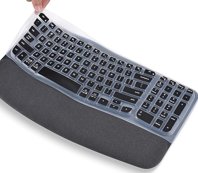 Keyboard Cover for Logitech Wave Keys MK670 Combo Keyboard Skin, Logitech Wave Keys Wireless Ergonomic Keyboard Cover Protector Skin Accessories, Black