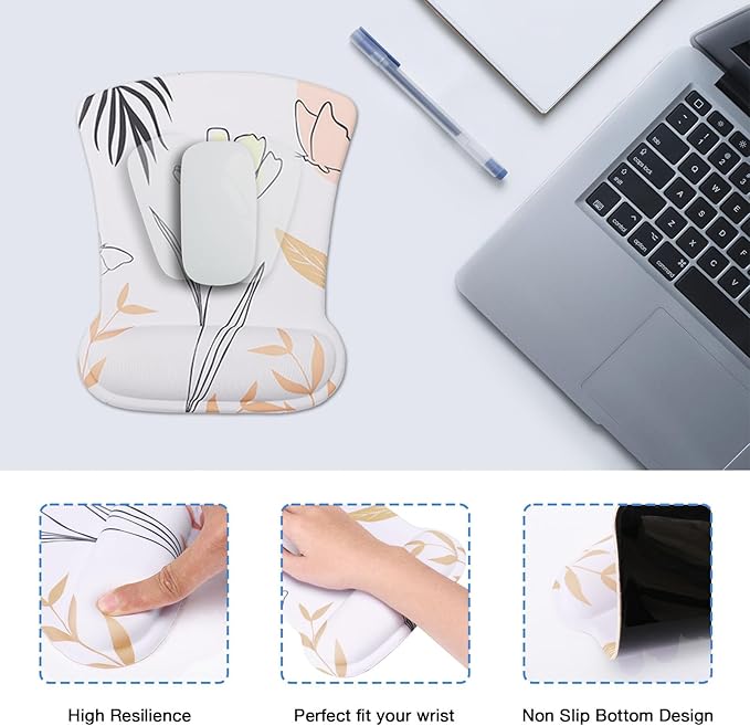 MEGREZ 4-in-1 Ergonomic Memory Foam Wrist Rest Set, Desk Pad, Mouse Pad with Wrist Rest, Keyboard Pad, Suitable for Office Workers, Programmers & Gamers–Relieve Typing & Gaming Fatigue,