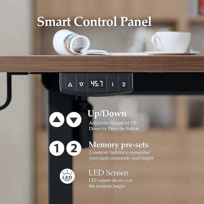 Klicelor 63 Inch L Shaped Standing Desk, Adjustable Height Corner Desk for Home Office Workstation, Sit Stand Desk with Two-Piece Desktop, Dark Walnut