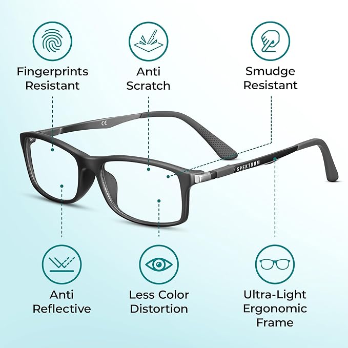 Prospek Blue Light Glasses Reading for Men and Women, For Computer Use, Blue Light Protection, Clear Lens 0 to +3.0 Diopters