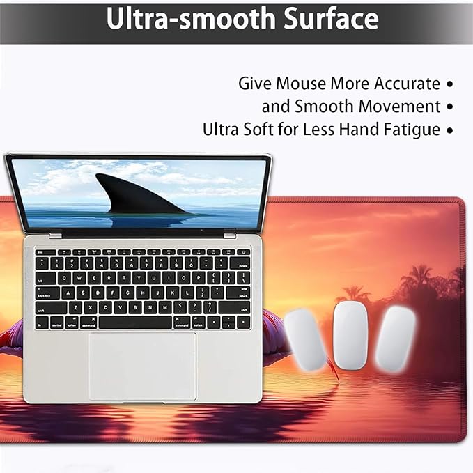 Large Mouse pad and Keyboard Support Set, Ergonomic Memory Foam Keyboard Wrist Rest, Extended Gaming Mouse Pad with Stitched Edges, Romantic Pink Swans Heart XXL Desk Mat (31.5 X 11.8 in)