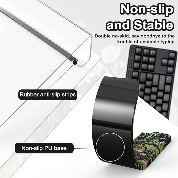 HAOCOO Acrylic Tilted Keyboard Riser, Wrist Rest for Computer 3-Level Height Adjustment, Hand Rest for Easy Ergonomic Typing, Keyboard Wrist Pad Work from Home