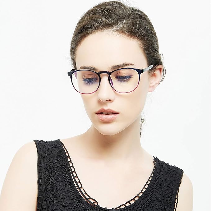 Blue Light Blocking Glasses Women/Men,Retro Round Anti Eyestrain Computer Gaming Glasses(2Pack)