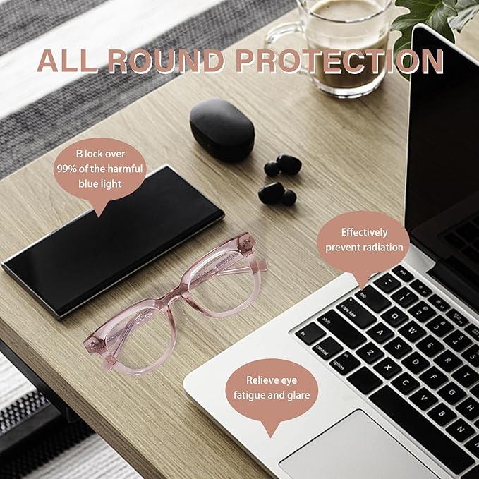 OPTOFENDY Oversized Blue Light Blocking Glasses for Women, Fashion Square Computer Eyeglasses