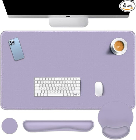Britimes Purple Keyboard Mouse Pad Set 4 in1 Large Mousepad+Keyboard Wrist Rest+Mouse Wrist Rest+Coaster Ergonomic Design for Home Office Computer 35.4x15.7Inches