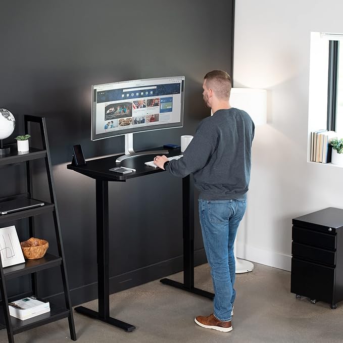 VIVO Electric 43 x 24 in Standing Desk, Memory Height Adjustment, 1B Series, Holds 220 lbs, Black Top, Black Frame, DESK-1B4B