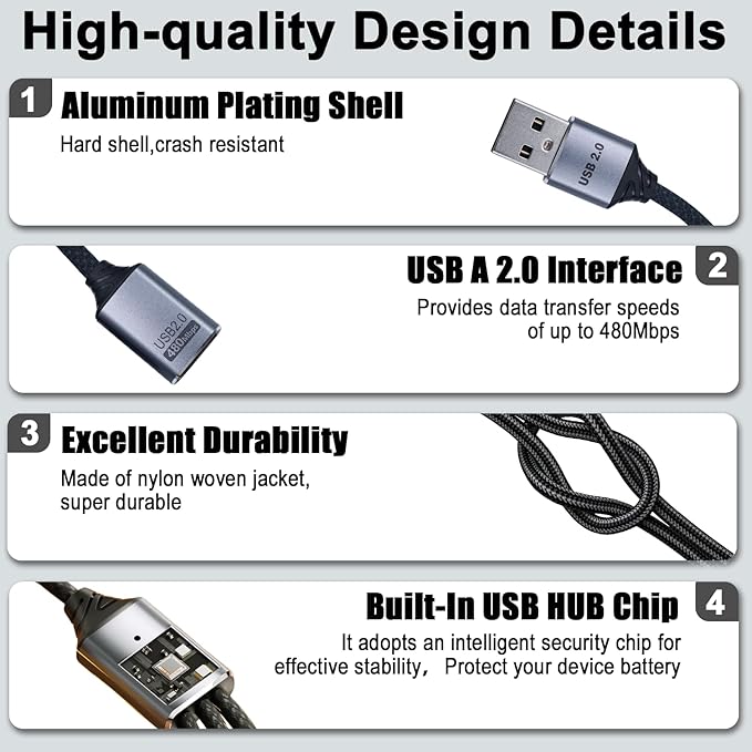 Danfetsoy USB Splitter 1 in 3 Out, USB Y Splitter 1 Male to 3 Female Charging Cable & Type C Male to Type A Female Adapter Converter for Laptop, PC, Computer, Mac, PS5, Xbox, Keyboard, 25cm