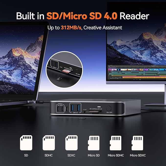 TobenONE 18-in-2 Docking Station Dual Monitor for MacBook Pro/Air M5/M4/M3/M2/M1 Pro/Max, Plug and Play, Mac Docking Station with 4K@60Hz HDMI&USB-C, 150W Adapter, 10Gbps/PD 30W, 7 USB, 2.5G Ethernet