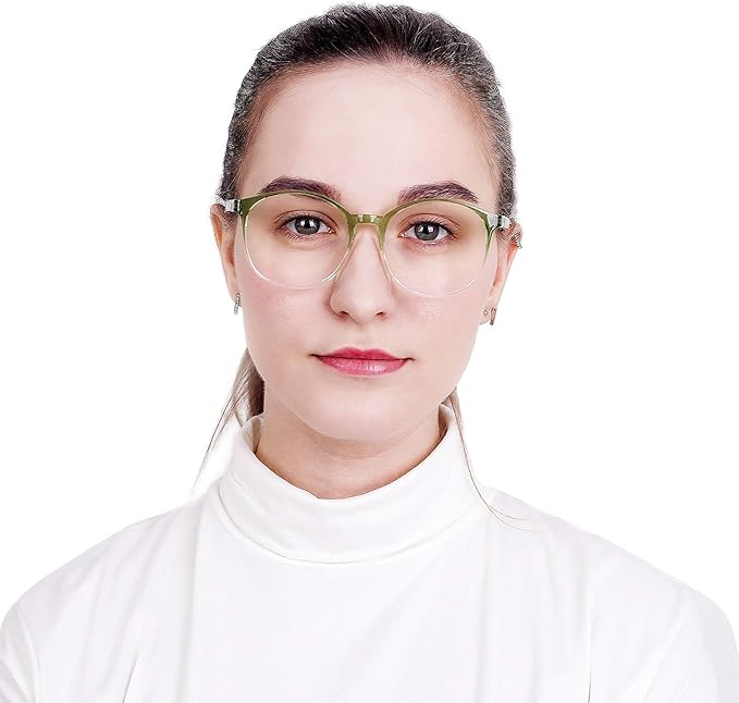 LifeArt Round Blue Light Blocking Glasses, Computer Glasses, Gaming Glasses, TV Glasses for Women Men (Clear Green, 5.00 Magnification)