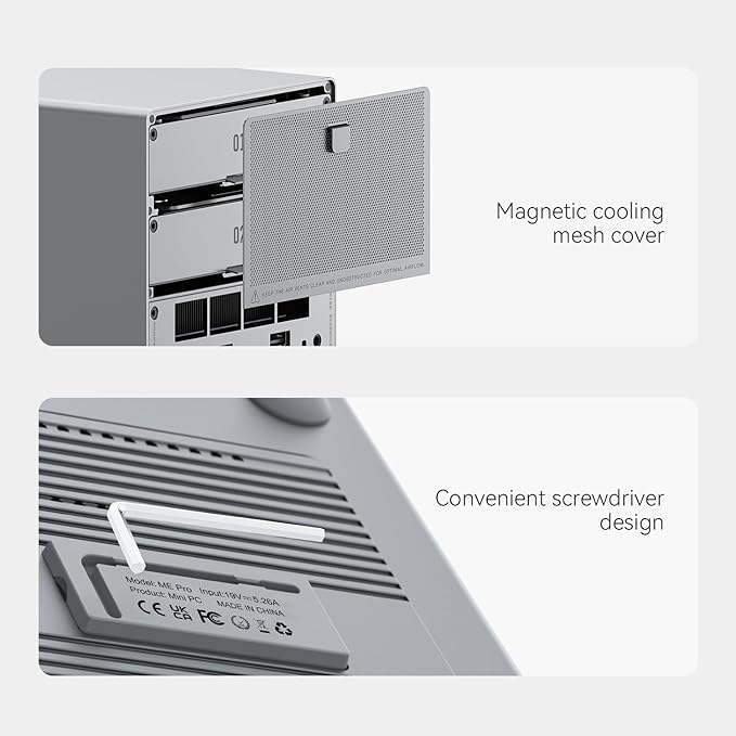 Beelink Mini PC, ME Pro 2 Hard Drive Bays NAS Intel N95 12G LPDDR5 128G M.2 PCIe 3.0 SSD, 3 x M.2 SSD Slots, Dual LAN/File Server/NAS Storage/Network Attached Storage/Private Cloud/Network Storage