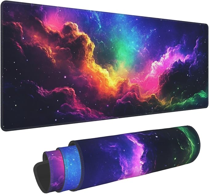 Colorful Clouds Desk Mat Large Gaming Mouse Pad Colorful Clouds Extended Mousepad Big in Laptop Computer Mouse Keyboard Mat for Office Desk Decor 31.5x12 in