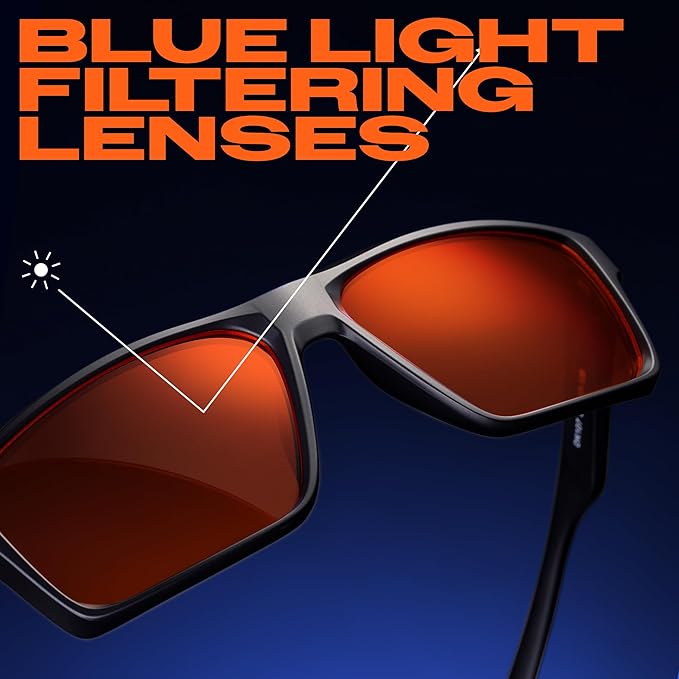 Titan Gaming Glasses, Blue Light Blocking, Night Driving Glasses for Men, Computer Protection, Gift for Gamers
