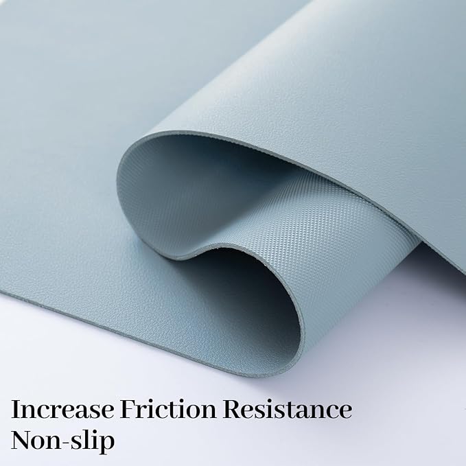Large Desk Pad Mat, Leather Blue Desk Mat for Desktop, Computer Desk Mouse Pad Non-Slip, Waterproof Keyboard Mat for Office/Home/Decor, 23.6" x 13.7"