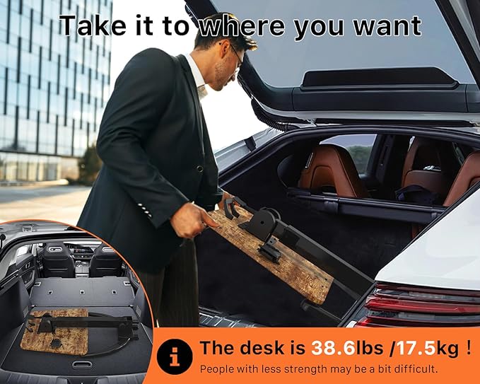 JOY worker Foldable Mobile Standing Desk, Pneumatic Height Adjustable Sit Stand Desk, 90° Tiltable Rolling Laptop Table, Portable Workstation with Non-Slip Mat for Home Office, Holds Up to 22lbs