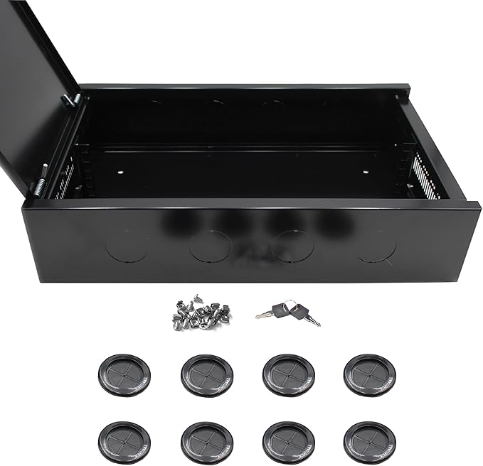 Electriduct 2U Wall Mount Rack Enclosure Network Cabinet Solid Door Black Powder Coated Steel with Lock