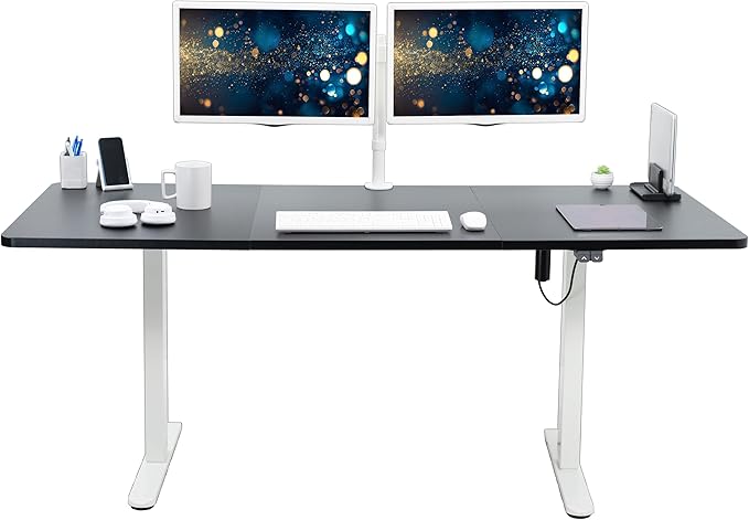 VIVO Electric 71 x 30 inch Stand Up Desk, Height Adjustable, Black Top White Frame, Home and Office Furniture Sets, DESK-KIT-0W7B