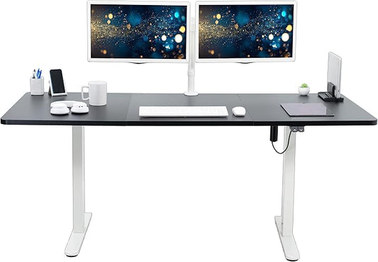 VIVO Electric 71 x 30 inch Stand Up Desk, Height Adjustable, Black Top White Frame, Home and Office Furniture Sets, DESK-KIT-0W7B