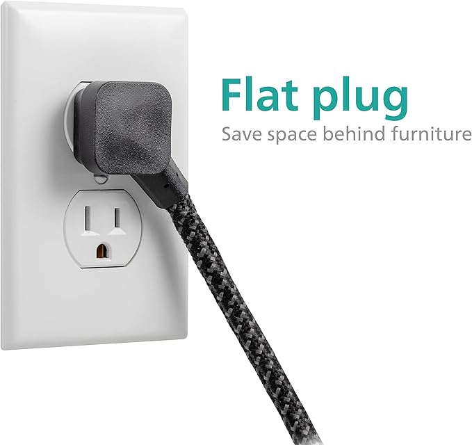 Philips 6-Outlet Surge Protector, 8 Ft, Braided Cord, 1080 Joules, Adapter-Spaced, Black, SPC6066BB/37