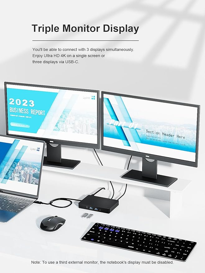 WD15 USB-C Docking Station - Dual 4K Displays or Single 4K Display with MiniDP, HDMI, VGA for Dell USB-C Laptops (1DP, 1HDMI, 1VGA, 3USB3.0, 2USB 2.0, 1Audio, 1Speaker Out)
