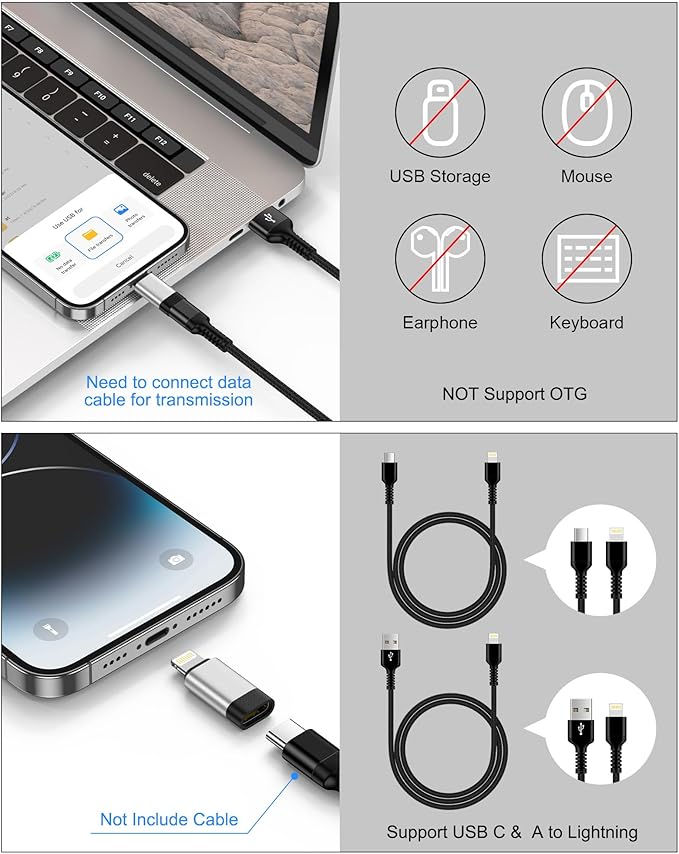 USB C to Lightning Adapter 4 Pack, Fast Charging & Data Sync USB-C Female to Lightning Male Converter for iPhone 14 13 12 11 Pro Max XR X, iPad, AirPods, Type C to Lightning Adapter – No Headphone/OTG