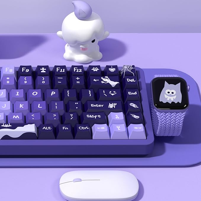 PBT Keycaps, 138 Keys Witch Spooky Halloween Theme Cherry Profile, Custom Keyboard Set for 61/64/68/84/87/100/104/108 MX Mechanical Keyboard