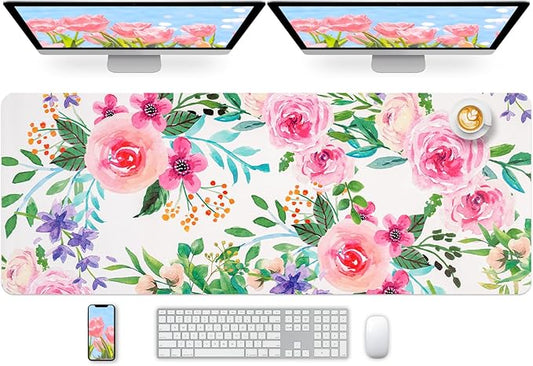 Long Desk Mat, Large Mouse Pad for Desk, Women Girls Waterproof Large Keyboard Pad, Cute Computer Mat for Office Work/Home/Decor/Desktop Accessories (47.2"x16.9")