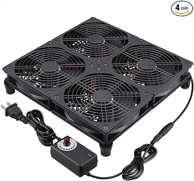 GDSTIME Rounter TV Box Cooling Fan with Speed Control, 182CFM Big Airflow Cooling for ASUS GT/RT-AC5300, Router TV Box Cooling Frame