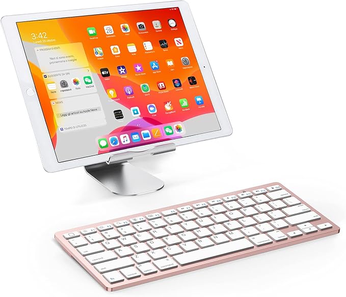 OMOTON Bluetooth Keyboard Compatible with iPad A16 11th 10th Generation, iPad 10.2 (9th/8th/7th), iPad Pro 13/12.9/11 inch, iPad Air 13/11 inch, iPad Air/Mini and More iOS Devices, Pink Gold