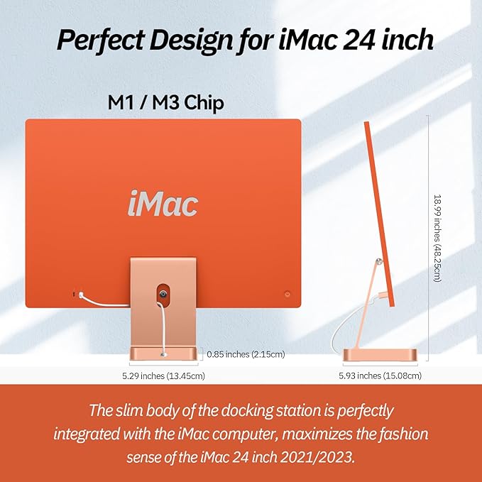 USB C Hub for iMac 24 inch 2021/2023/2024, Minisopuru iMac Hub Support M.2 NVMe SSD, i Mac Accessories for iMac M1/M3/M4, USB C Adapter with USB A/C 10Gbps, SD/TF, M.2 SSD (Not Included), Orange.