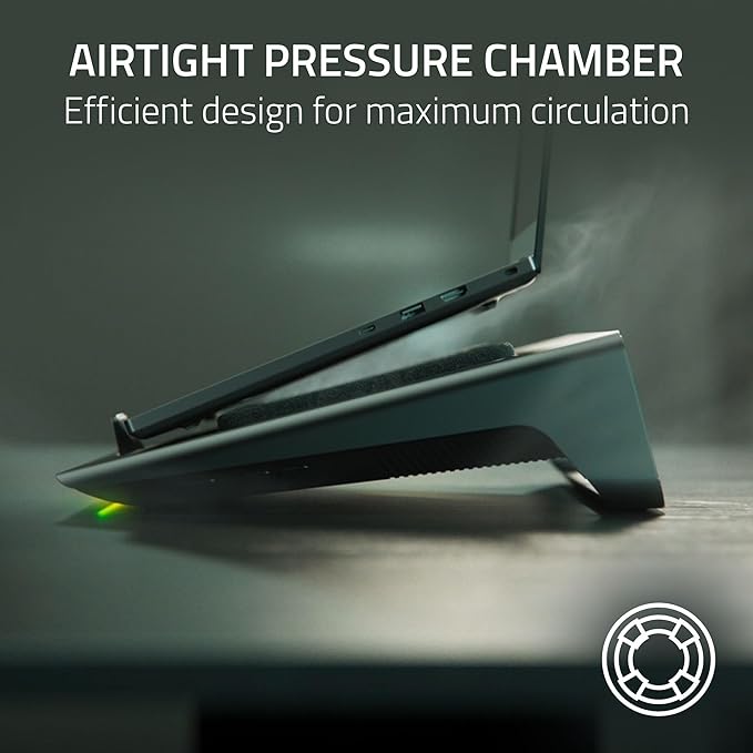 Razer Laptop Cooling Pad: Adaptive Smart - Intelligent Fan Control - Airtight Pressure Chamber - Fits Most Laptops & Macbooks 14” to 18" - Preset & Custom Fan Curves - 3 Port USB Type A - Chroma RGB