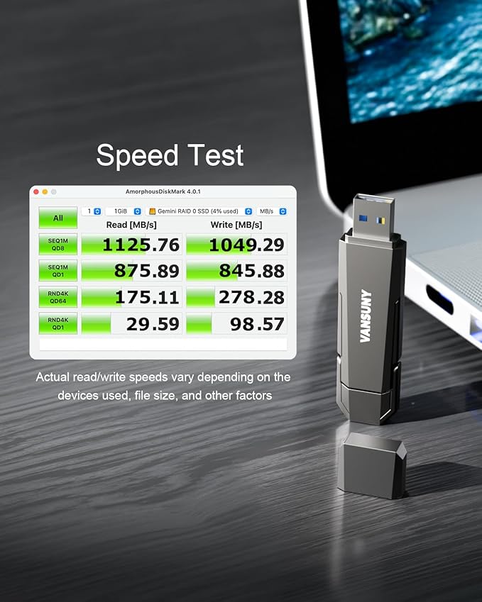 Vansuny 512GB USB Solid State Drive Up to 1000MB/s 3.2 Gen 2 Dual SSD USB A + Type C Portable External SSD for Android Phone Tablet Laptop MacBook PC