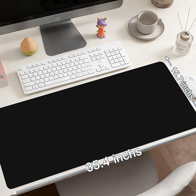 Mouse Pad Gaming - Desk Mat for Keyboard and Mouse - Black Large Mouse Pad for Desk, Mousepad (35.4" X 15.7") with Non-Slip Base, Desks Pad Mat for Gaming, Office and Home