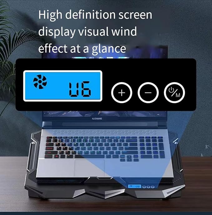 Laptop Cooling pad for Dell Inspiron 15 3520 Gaming laptops, Laptop Cooler with 4 Fans, LCD Display Screen, 4 Height, 2 USB-A Port Laptop Stand