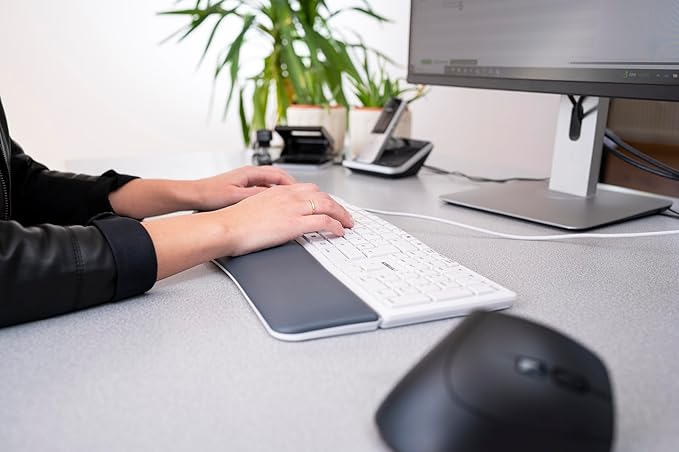 CHERRY KC 4500 Ergo, Ergonomic Keyboard, German Layout (QWERTZ), Wired, Wrist Rest with Memory Foam, Curved Keypad, White/Grey