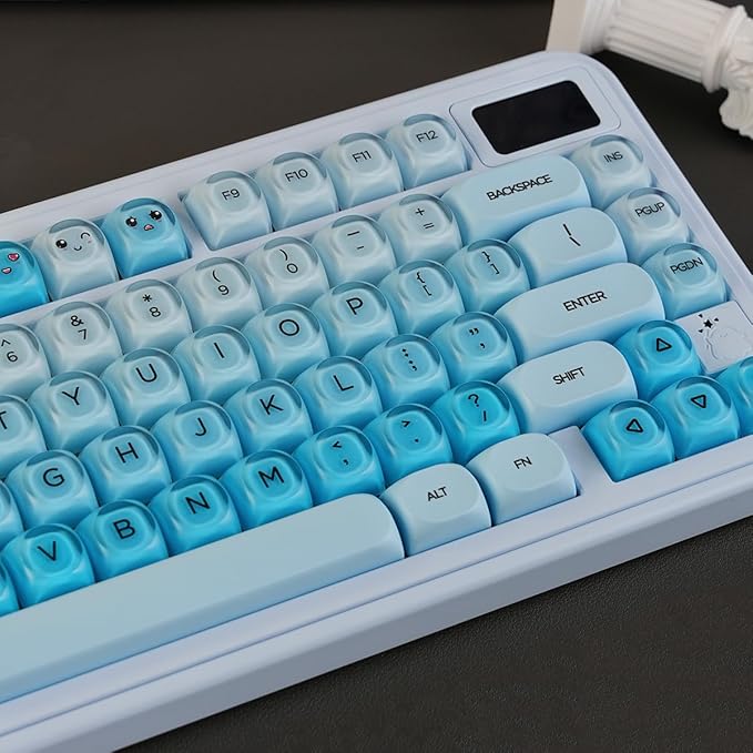 Sumgsn 132 Keys PBT Blue Jelly Keycaps Moa Profile Keycaps Set Fit for 61/64/87/104/108 Cherry Mx Switches Mechanical Keyboard
