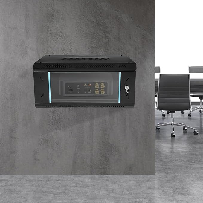 Wall Mount Server Cabinet,Server Rack Enclosure,4U Server Organizer,Network Cabinet,Server Cabinet with Glass Locking Door,Standard Glass Door,for Offices,Schools,Factories,Public Places,Rectangle