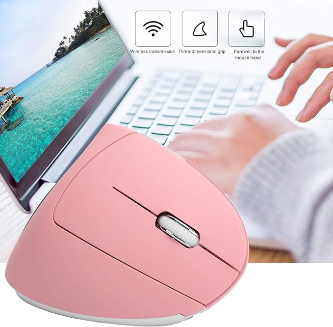 Hilitand Ergonomic Vertical Mouse, 2.4G Optical Game Mouse, RGB Backlight, Adjustable 4-Level 2400DPI, 6 for PC/Laptop Desktop()