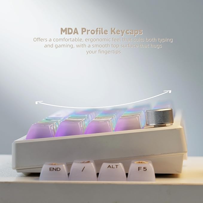 Womier Keyboard Keycaps Jelly, White Ceramic Keycaps Style, Cake Sheep Key Cap Transparent Side Printing Custom 60 65 75 100 Percent for Cherry MX,Gateron Mechanical Keyboards,MDA Profile
