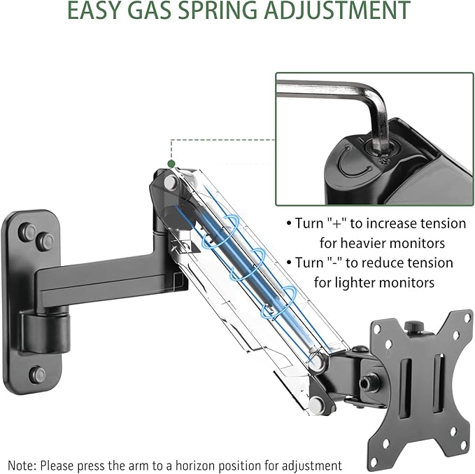 UPGRAVITY Monitor Wall Mount for 17-32 inch Flat/Curved Screen, Computer Monitor Wall Mount Arm Holds up to 17.6lbs, Tilt, VESA 75x75/100x100 mm