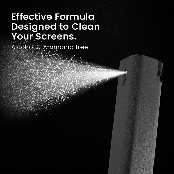 EVEO Car Screen Cleaner Spray and Wipe -2-in-1 iPhone Cleaner, iPad Screen Cleaner & Phone Screen Cleaner - Touchscreen Mist Cleaner for Laptop, Computer, MacBook and More - 2 Pack (Grey & Grey)