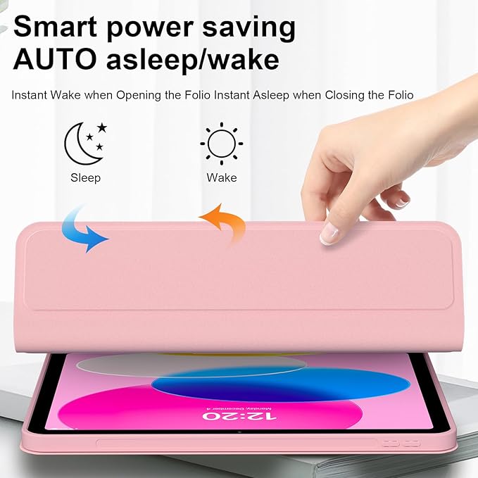 for iPad 10th/11th(A16) Generation Case with Keyboard 2022/2025, 10.9 Inch Magnetic Detachable Bluetooth Keyboard Folio Cover, Soft Silicone Lining & Built-in Apple Pencil Holder, Pink