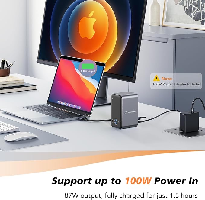 TobenONE 16-in-1 MacBook Docking Station with 100W Power Adapter, Dual HDMI, 7 USB, Gigabit RJ45, SD&Micro SD, PD 3.0, Mac Docking Station for Creative Professionals & Home Working