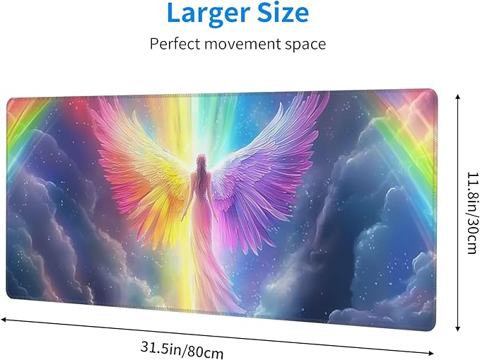 Anime Angel Desk Mat Large Gaming Mouse Pad Anime Angel Extended Mousepad Big in Laptop Computer Mouse Keyboard Mat for Office Desk Decor 31.5x12 in