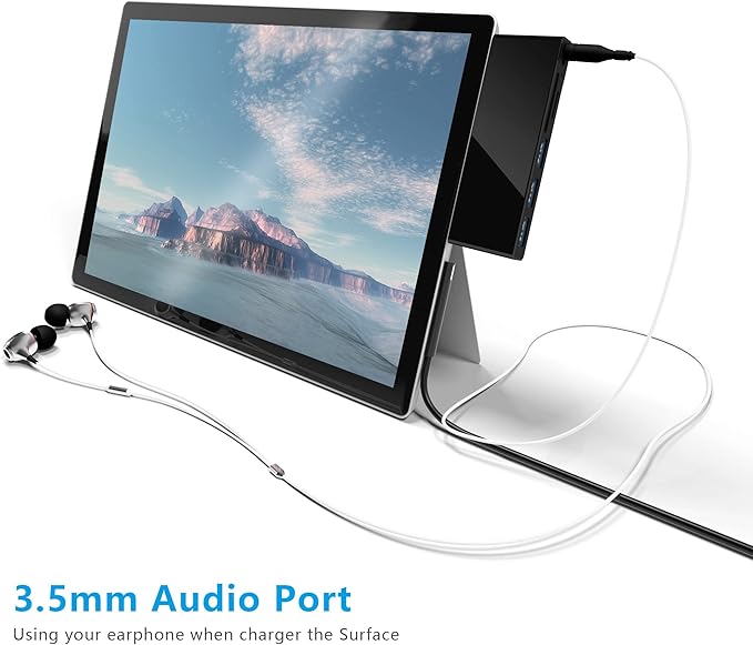 Surface Go/Surface Go2/Surface Go3 USB Adapter, 6-in-2 Surface Go/Go 2/Go3 Accessories with USB 3.0+2 USB2.0 Ports, 3.5mm Audio and Mic 2 in 1 Port, SD/TF Card Reader -for Surface Go/Go2/Go3