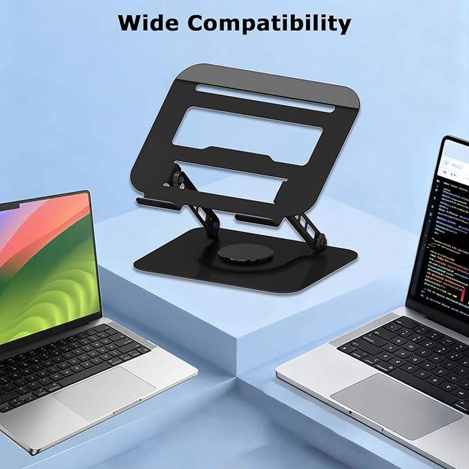 Adjustable Laptop Stand, 360 Rotating Computer Riser, Stable Base Stand Holder for MacBook Pro/Air Notebook up to 16 Inches, Black