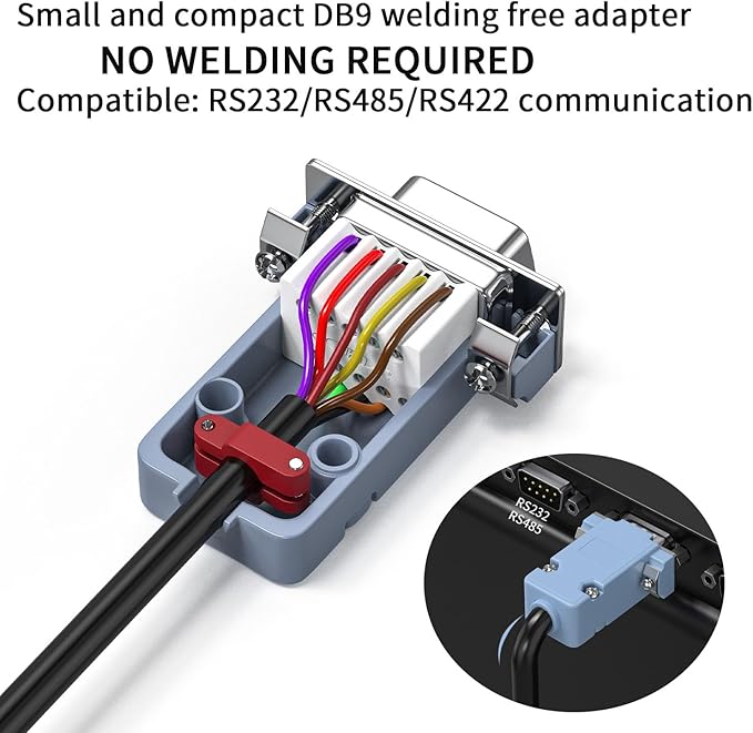 5Pack DB9 Breakout Connector Male, RS232/RS485 Serial adapters,D-SUB 9-pin Male to ScrewTerminal Connector Signal Module with Shell