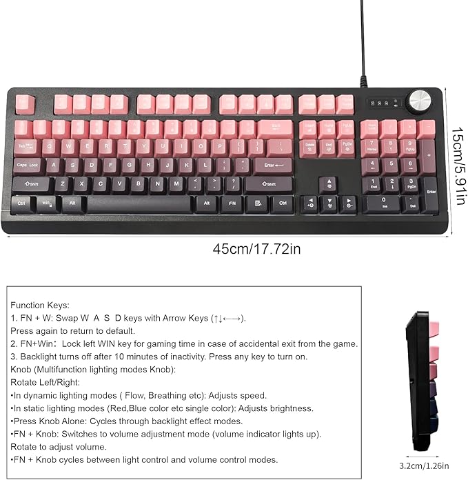 Wired RGB Gaming Membrance Keyboard. 100 Percent Mini Creamy LED Computer Keyboard .Small Ergonomic Clicky Teclado with ABS Backlit Unreplaceable Keycaps. for PC Laptop MAC Gamer. (Green)